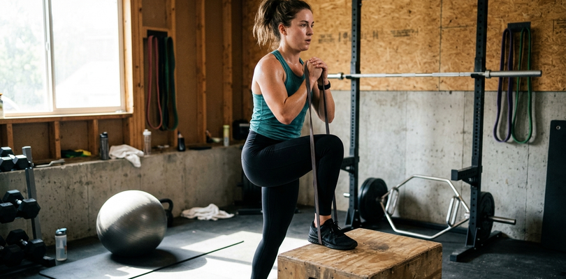 Band Squat Trap-Step Circuit